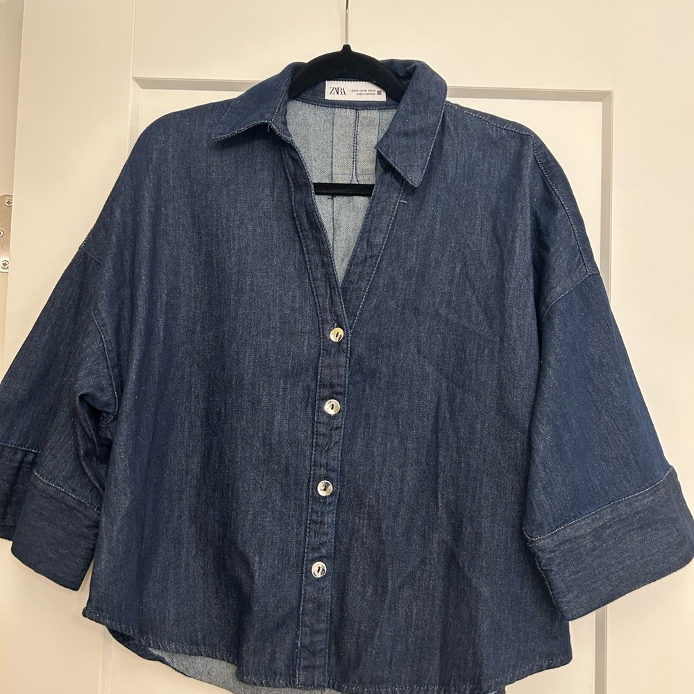 Zara Blue Denim Shirt NWOT